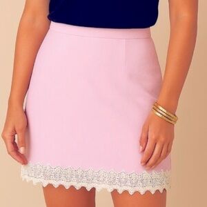 J Crew NWT Gwen Lace Trim Slip Skirt in Linen Size Medium Color: Iced Strawberry